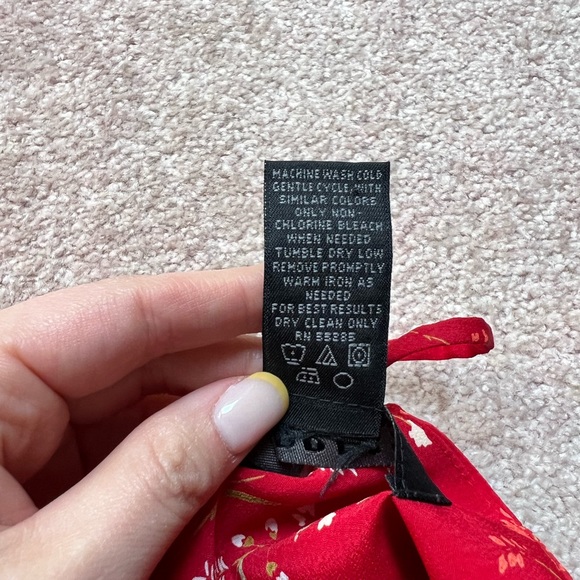 Y2K Express Midi Dress Red Floral Ruffle Hem - Picture 5 of 6